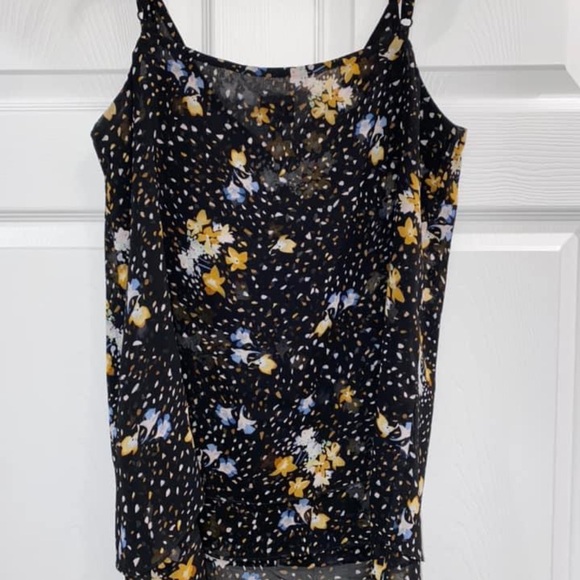 CAbi #3606 Cluster Cami Floral Adjustable Strap Sleeveless Top Black Women's S - Picture 4 of 5